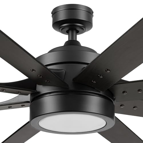 Ceiling Fans Xerxes, 62 Inch Contemporary LED Ceiling Fan with Light and Remote Control, 8 Blades with Dual Finish, Reversible Motor - 51628-01 (Brushed Nickel)