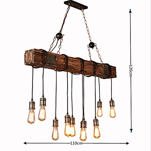 TFCFL 6 Lights Industrial Vintage Hanging Pendant Light Wooden Chandelier Ceiling Light Retro Wooden Light Suspension Lighting Fixture Retro Loft Lantern Chandelier Lights Handmade Lighting Products