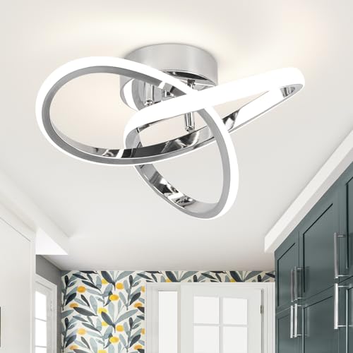 Modern Led Ceiling Light Fixtures,4500K Daylight White Black Semi Flush Mount Hallway Ceiling Light for Bedroom Bathroom Kitchen Balcony Laundry Room Stair Ceiling Lamp Curved Design (Black, 4500K)