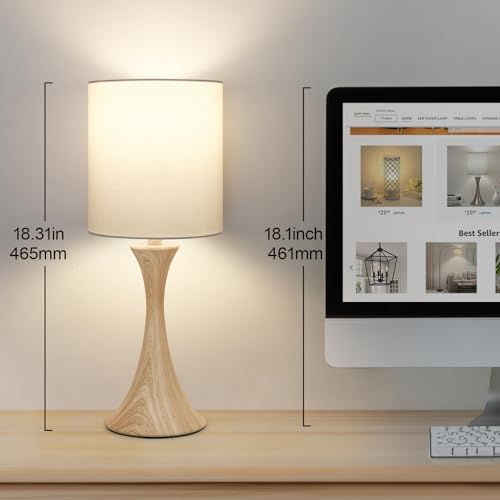 3 Way Touch Control Table Lamp, Dimmable Bedside Desk Lamp with Metal Base Modern Nightstand Lamp Stylish Grey Shade Simple Side Table Lamp for Bedroom, Living Room, Office or Den LED Bulb Included