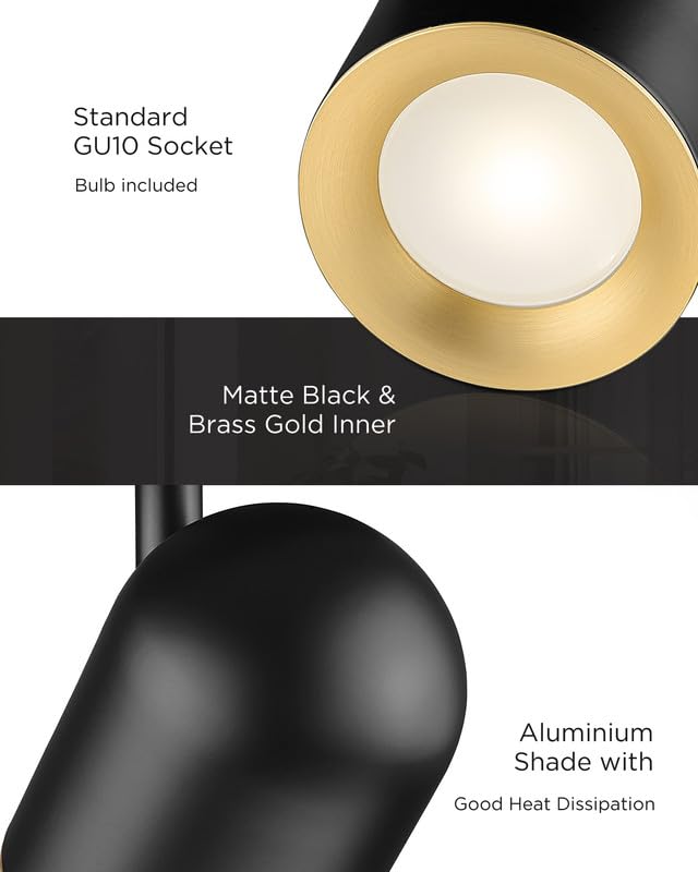 44" Adjustable LED Track Light - 4000K Gold Ceiling Track Lighting Fixture, 350° Rotatable | Modern Kitchen Track Lights | Versatile LED Track Lighting Kit, 4FS78TL-5 BG