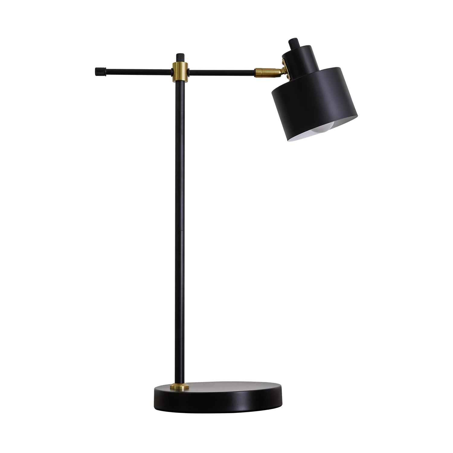 OYEARS 22.2“ Modern Industrial Desk Lamp for Reading LED Metal Table Lamp Light for Office Bedroom Study Room Living Room Nightstand Bedside Lamps Gold and Matte Black Accent Finish (Bulb Included)