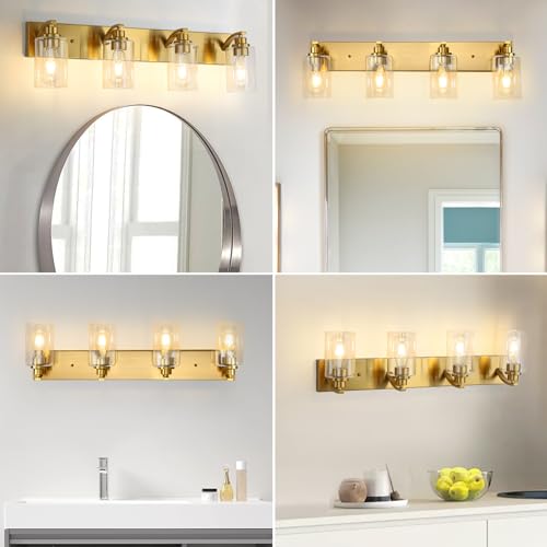 2-Light Bathroom Light Fixtures Modern Chrome Vanity Lights for Bathroom Lighting fixtures Over Mirror with Clear Glass Shade for Cabinet Mirror Bedroom Hallway