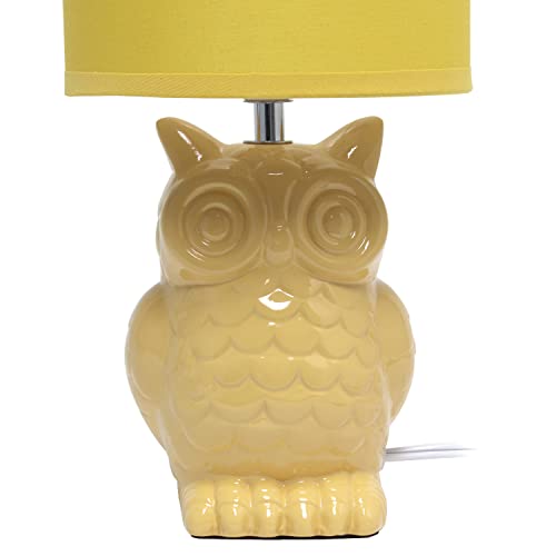 12.8" Tall Contemporary Ceramic Owl Bedside Table Desk Lamp w Matching Fabric Shade for Decor, Bedroom, Nightstand, Living Room, Entryway, Kids' Room, Nursery, Sage Green