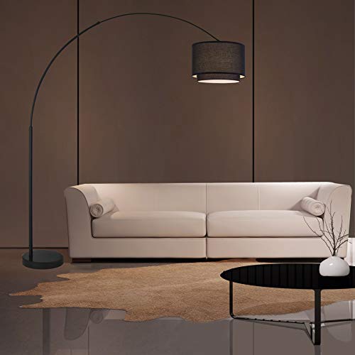 Modern Standing Adjustable Floor Lamp with Metal Dome Shade & Marble Base for Living Room - Corner Light Arc Lamps for Bedrooms in Brass Gold Finish, 99-1023F