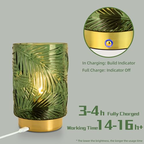 Battery Operated Table Lamp, Cordless Lamps for Home Decor, Battery Powered Nightlight with LED Bulb with Timer, Decorative Lights for Living Room Bedroom Tabletop Entryway Centerpiece Gift(L LGreen)