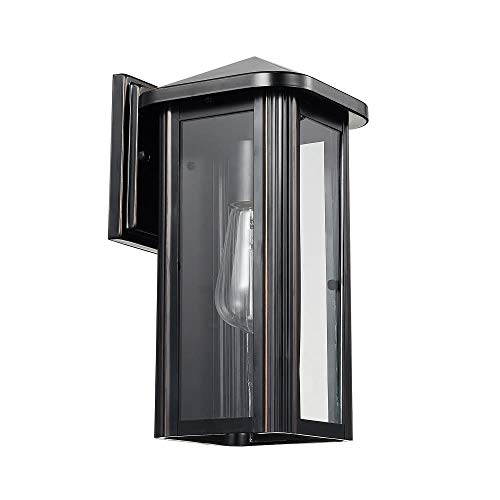 1-Light Outdoor Indoor Wall Sconce, Matte Black, Clear Glass Shade 16