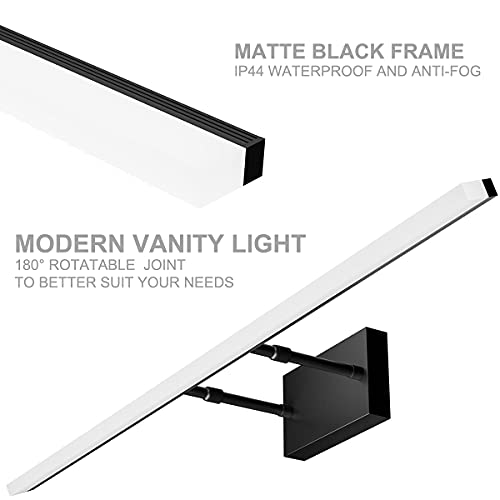 31.5 inch Modern Black Vanity Light Adjustable Bathroom Light Fixtures Over Mirror Rotatable Vanity Lighting 5500K