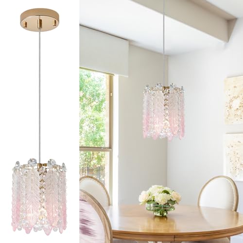 Modern Gold Chandeliers,20” Crystal Glass Pendant Ceiling Light Fixtures 7-Light Round Chandelier Luxury 2 Tiers Hanging Chandelier for Dining Room Foyer Living Room Bedroom