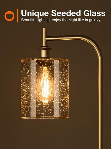 Floor Lamps for Living Room Bright Lighting with Glass lampshade, Modern Bright Floor Lamp with LED Bulbs Industrial Standing lamp for beroom, Tall Pole Lamps Office - Black