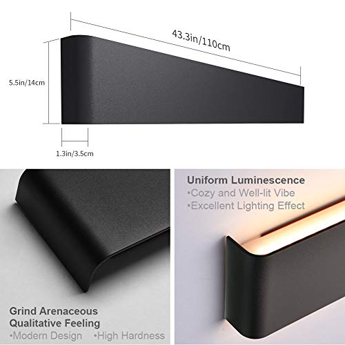 24in/20W Matte Black Modern Vanity Light Up and Down LED Vanity Light for Bathroom Wall Lighting Fixtures (Cool White 5000K)