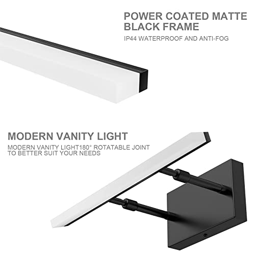 31.5 inch Modern Black Vanity Light Adjustable Bathroom Light Fixtures Over Mirror Rotatable Vanity Lighting 5500K