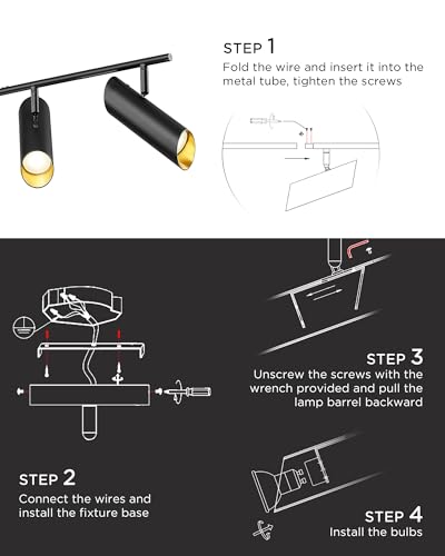 44" Adjustable LED Track Light - 4000K Gold Ceiling Track Lighting Fixture, 350° Rotatable | Modern Kitchen Track Lights | Versatile LED Track Lighting Kit, 4FS78TL-5 BG