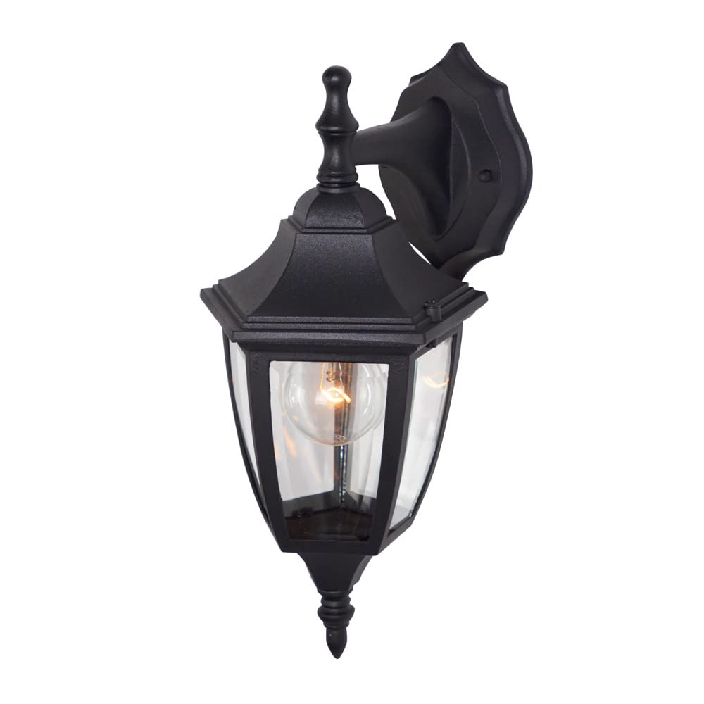 Outdoor Wall Lantern Sconce, 14.25in H, Black