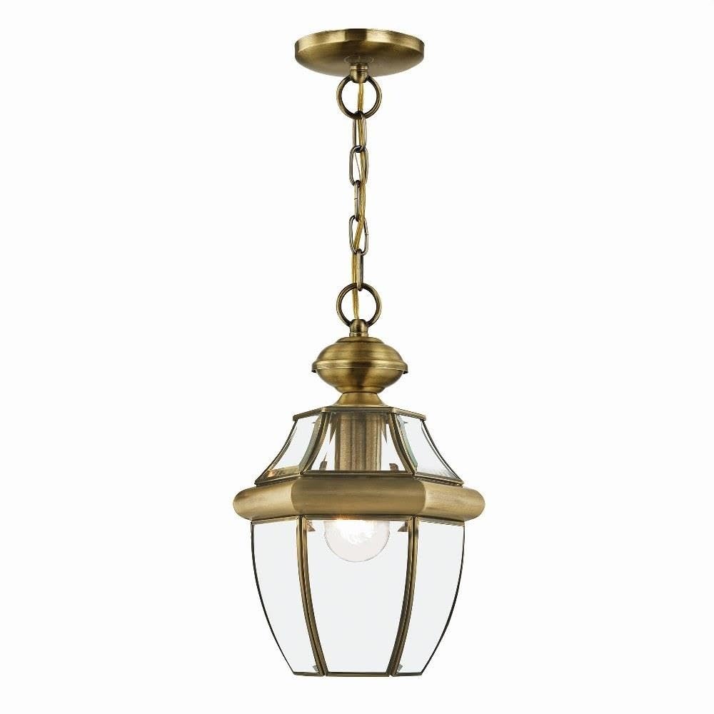 1-Light Outdoor Hanging Lantern, Polished Brass