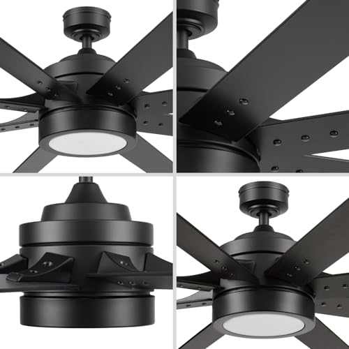 Ceiling Fans Xerxes, 62 Inch Contemporary LED Ceiling Fan with Light and Remote Control, 8 Blades with Dual Finish, Reversible Motor - 51628-01 (Brushed Nickel)