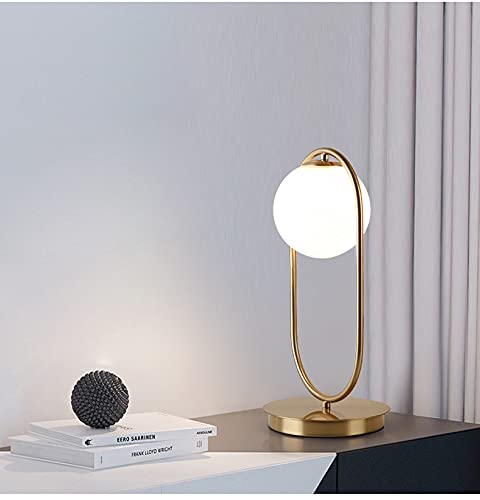 Modern Bedside Night Lamp Mini Gold Table Light Metal Brass Finished Bedside Desk Lamp with Milky White Shade for Living Room Bedroom (Bronze, Oval)