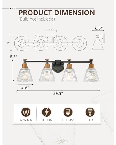 Antique Brass Bathroom Vanity Light, 3-Lights Industrial Modern Wall Sconce Bathroom Lighting, Hammered Metal Shade Finish, 4FG59B-3W BG