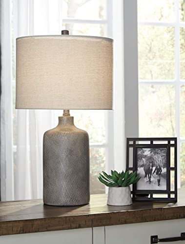 Modern 25.25" Glass Table Lamp with Hardback Shade, Clear