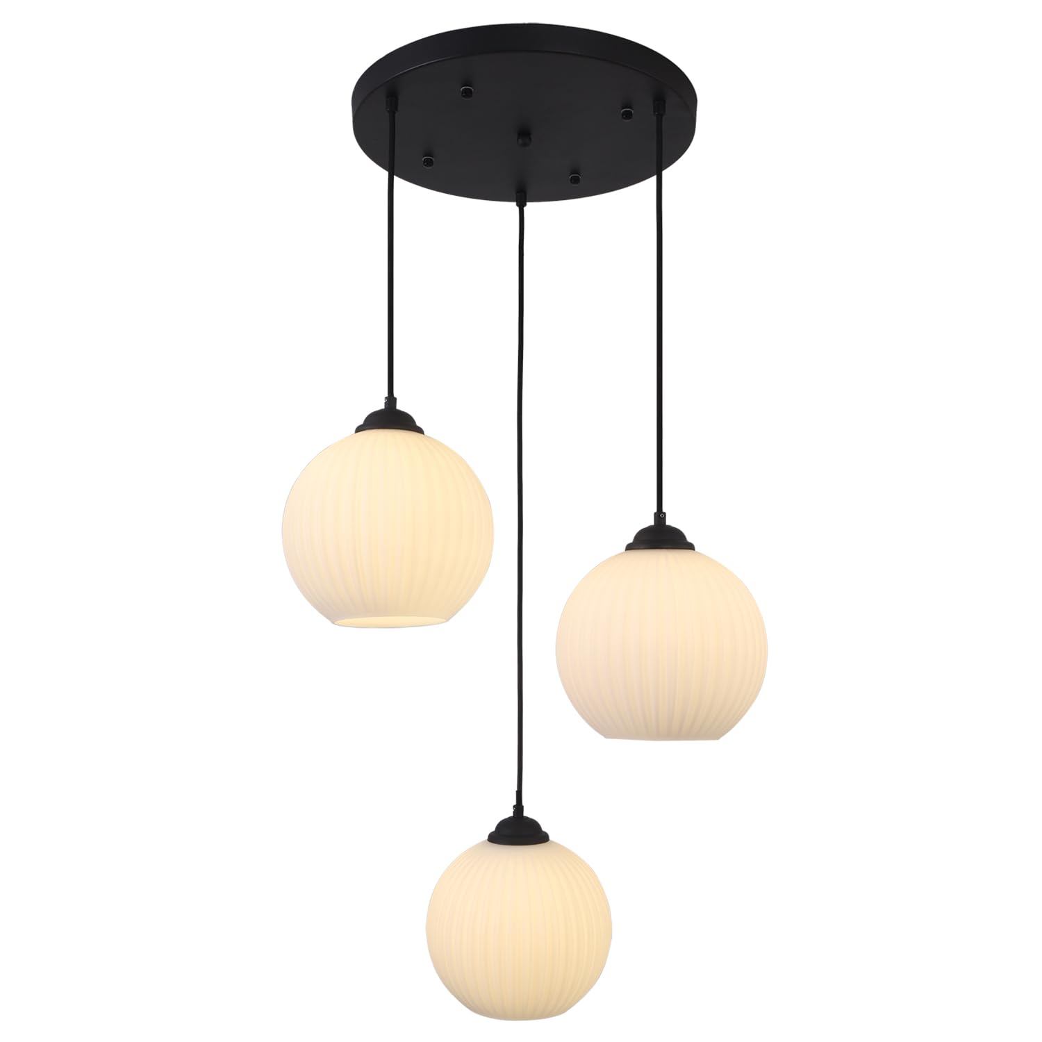 3-Light Cluster Pendant Hanging Lights Black Globe Chandelier Light Fixture Large Milk Glass Cluster Pendant Lights Mid Century Modern Multi Light Pendant Lighting Kitchen Island