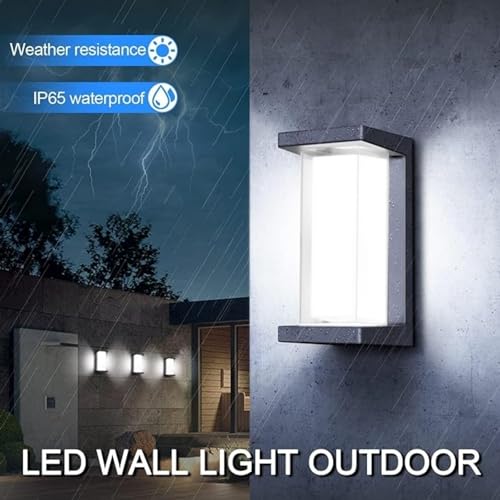 18W Outdoor Porch Light 3000K 1800Lm Matte Black LED Outdoor Wall Light Aluminum Exterior Light Fixtures Wall Mount IP65 Waterproof (2 Pack)