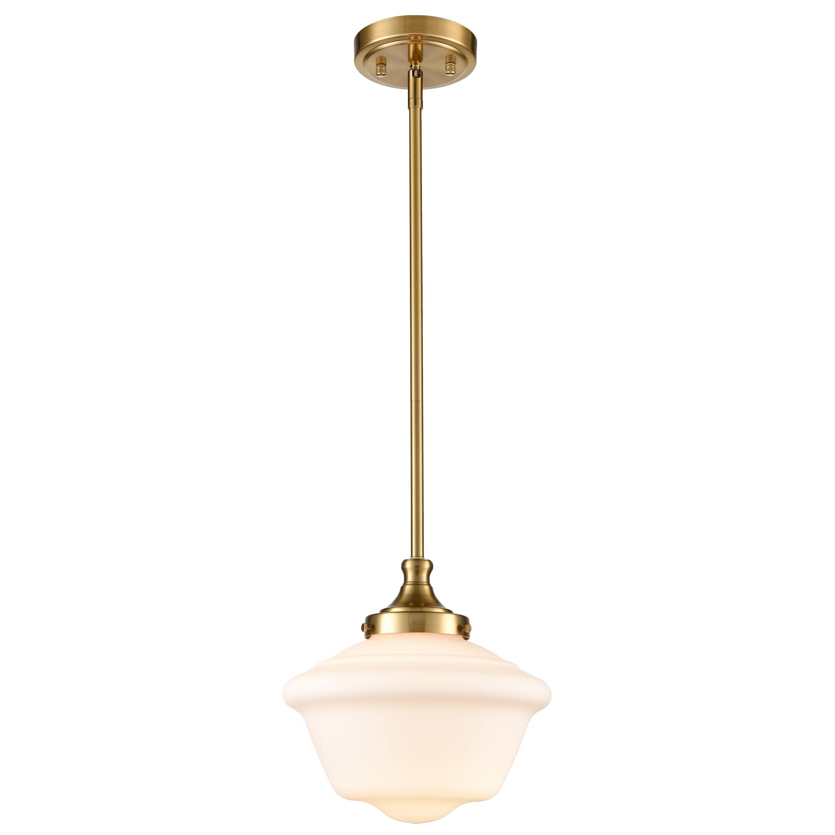 Gold Semi Flush Mount Ceiling Light Modern Schoolhouse Ceiling Light Fixture Milk Glass Flush Mount Ceiling Light for Hallway Bedroom Kitchen Living Room, 10 Inches