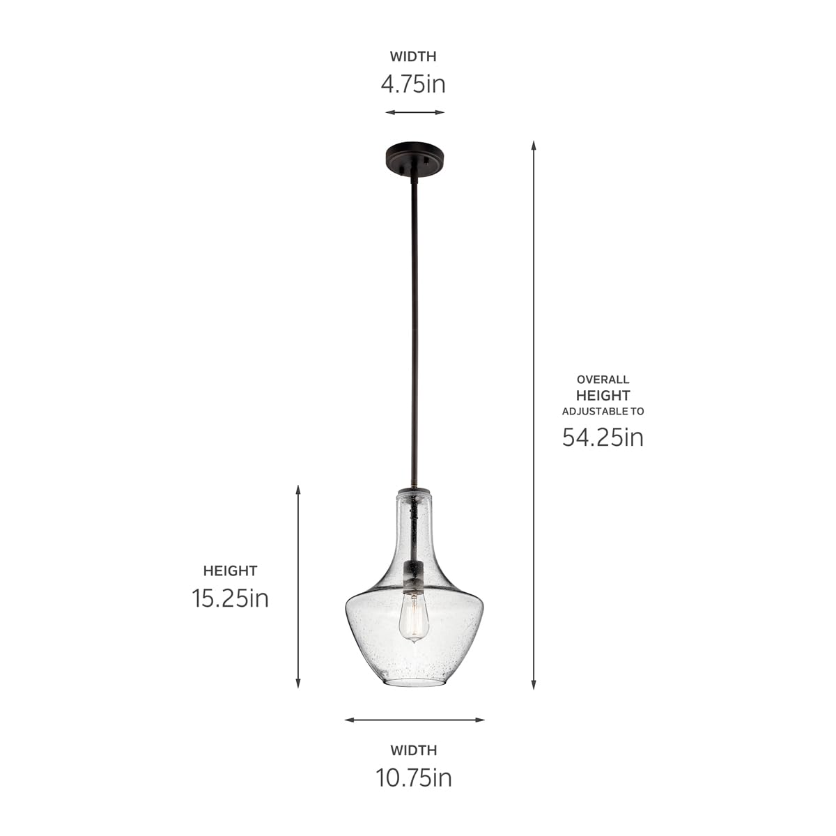 19.75" Kitchen Bell Pendant in Olde Bronze®, 1-Light Clear Glass Pendant Light, (19.75" H x 13.75" W), 42046OZ