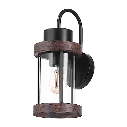 1-Light Outdoor Indoor Wall Sconce, Matte Black, Clear Glass Shade 16