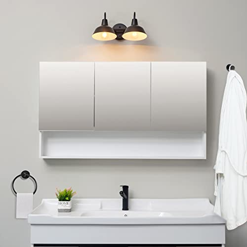 Globe Electric 51710 Bathroom Accessory Set, Matte Black, 3-Light Vanity Light, Towel Bar, Towel Ring, Robe Hook, Toilet Paper Holder, Bathroom Lights Over Mirror, Home Décor, Brooklyn, 5-Piece