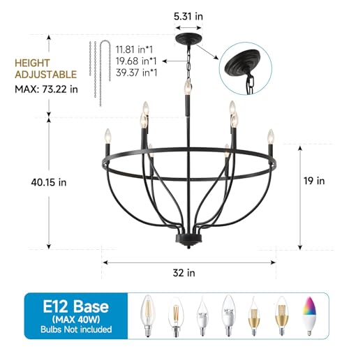 Gold Chandeliers, 6-Light Metal Candle Farmhouse Chandeliers, Rustic Industrial Modern Chandeliers Lighting Fixtures Hanging for Living Room, Kitchen, Bedroom, Dining Room(Bulbs are not Included)