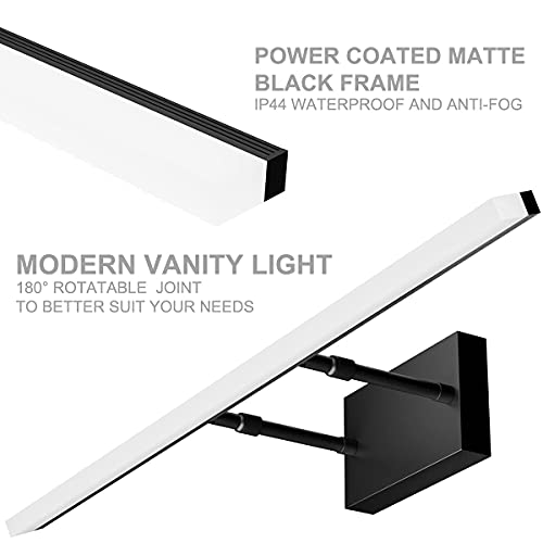 31.5 inch Modern Black Vanity Light Adjustable Bathroom Light Fixtures Over Mirror Rotatable Vanity Lighting 5500K