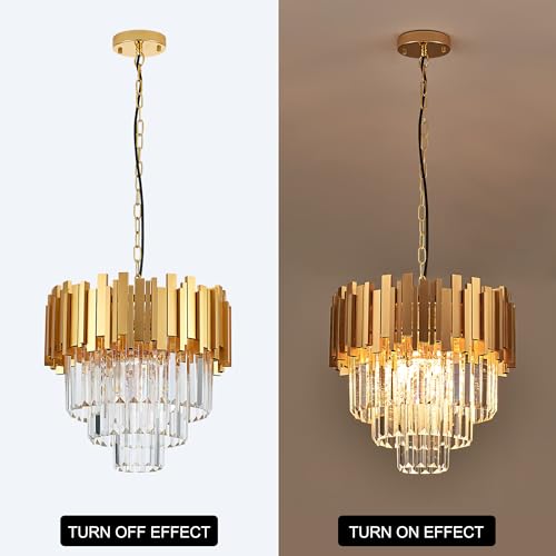 Gold Crystal Pendant Light Mini Modern Luxury Crystal Pendant Light Perfect for Dining Room, Bedroom, Kitchen, Living Room 3-Pack