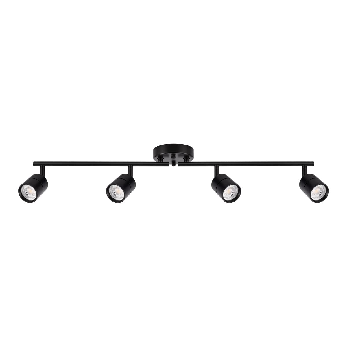 Black Track Light Kit 4-Light Bulb Replaceable LED Ceiling Spotlight with 4 8W GU10 Bulbs 3000K Warm White 90 CRI 38° Beam Angle