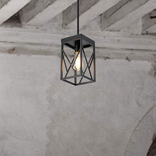 Fivess Lighting Modern Gold Pendant Light with Metal Cage, One-Light Adjustable Rods Mini Pendant Lighting Fixture for Kitchen Island Cafe Bar Farmhouse