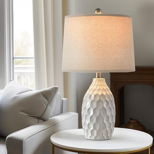 Modern Ceramic Table Lamp Set of 2 Industrial Boho Metal Bedside Lamp for Living Room Office Nightstand Lamp for Bedroom