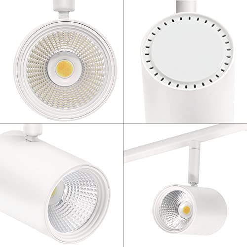 40W 6-Head LED Dimmable Track Light Kit,3000K/4000K/5000K Selectable 3000lm CRI90,Flexibly Rotatable Light Head for Accent Decorative Lighting,White