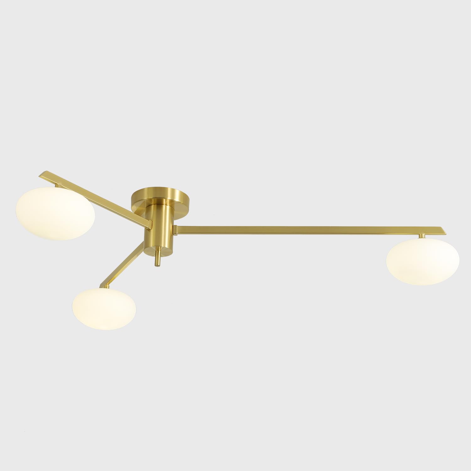 3-Light Gold Semi Flush Mount Ceiling Light Modern Sputnik Close to Ceiling Light Fixtures Golden Ceiling Lamp Mid Century Industrial Vintage Metal Ceiling Chandelier for Bedroom MCL03-GD