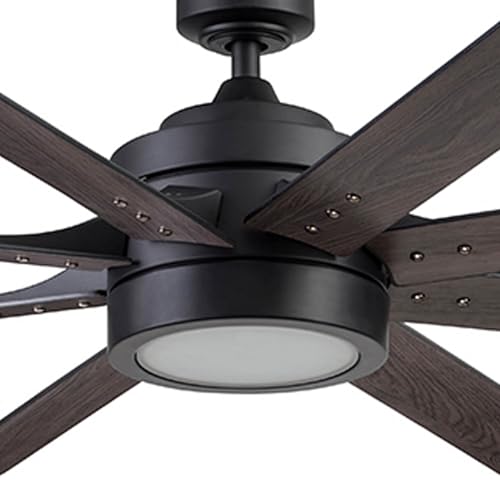 Ceiling Fans Xerxes, 62 Inch Contemporary LED Ceiling Fan with Light and Remote Control, 8 Blades with Dual Finish, Reversible Motor - 51628-01 (Brushed Nickel)