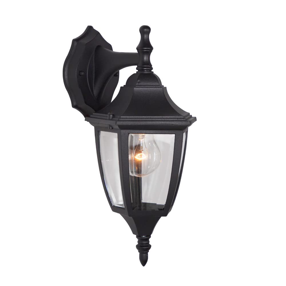 Outdoor Wall Lantern Sconce, 14.25in H, Black