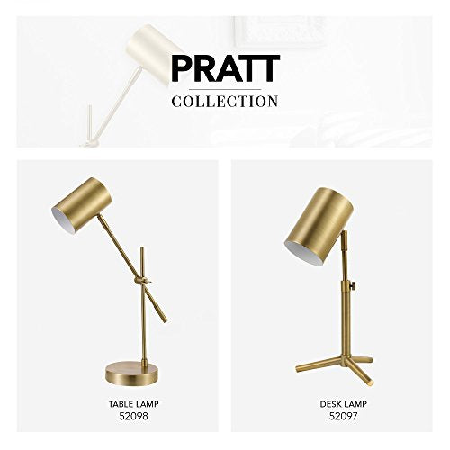 20" Desk/Table Lamp, Matte Brass Finish, Adjustable Height, Balance Arm, in-Line Rocker On/Off Switch