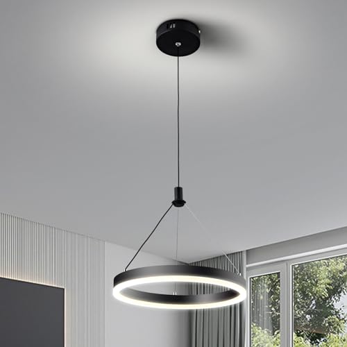 Dimmable Modern LED Chandelier for Kitchen Island Round Pendant Light, Flush Mount Modern Simple Irregular Ring Pendant Light Fixture for Bedroom, Living Room, Dining Room, 4000K(15W)…