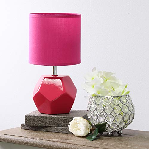 Round Prism Mini Table Lamp with Matching Fabric Shade, Gray