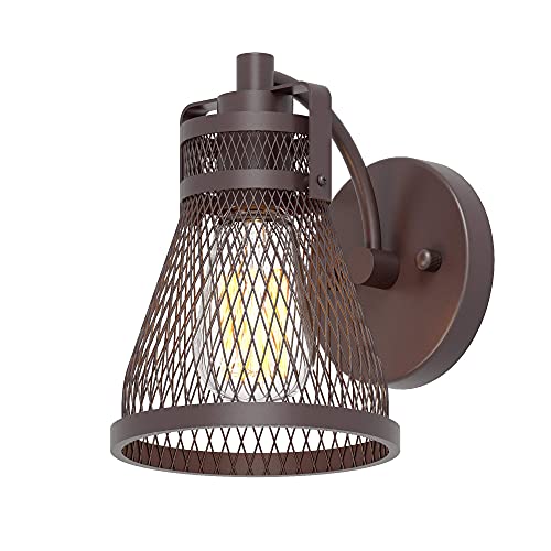 27" Wide 3-Light Oil-Rubbed Bronze Wall Sconce, Metal Mesh Shade Bathroom Vanity Light, Bulb Not Included, IN-0441-3-BZ