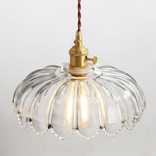 Glass Pendant Light Vintage Light Fixtures, Glass Pendant Lights Kitchen Island, Gold Pendant Light, Modern Chandelier Pendant Shade Green Light Fixture for Bedroom Hotel Dining Room