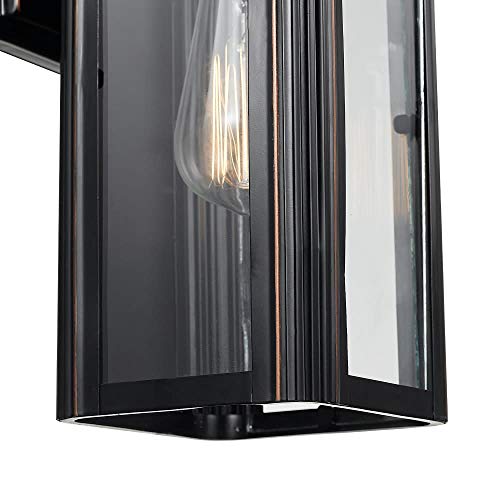 1-Light Outdoor Indoor Wall Sconce, Matte Black, Clear Glass Shade 16