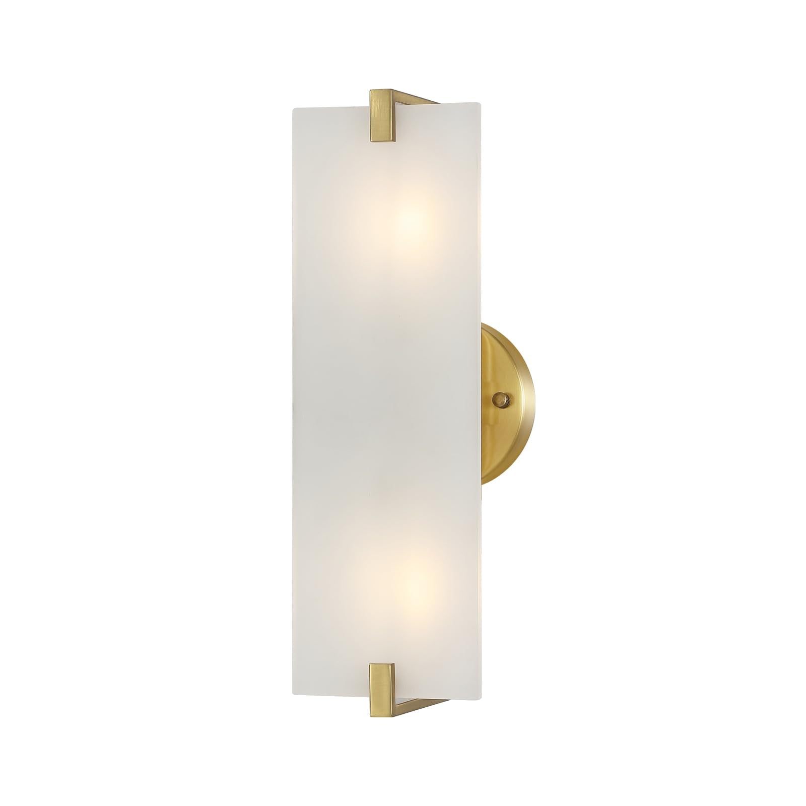 Modern Gold Wall Sconce 2-Lights Mid Century Bathroom Vanity Wall Light Frosted White Acrylic Glass Shade Industrial Pole Wall Mount Lighting Fixture