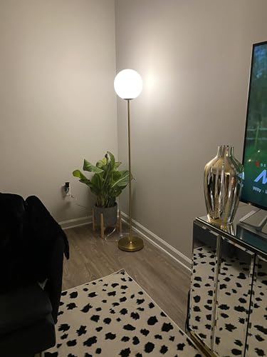 LED Floor lamp, Modern Lamp for Living Rooms & Offices, Great Living Room Décor, Tall Lamp with Frosted Glass Globe, Mid Century Standing Lamp for Bedroom Reading - Brass/Gold