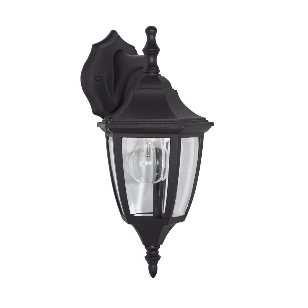 Outdoor Wall Lantern Sconce, 14.25in H, Black