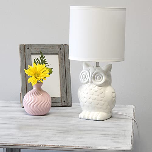 12.8" Tall Contemporary Ceramic Owl Bedside Table Desk Lamp w Matching Fabric Shade for Decor, Bedroom, Nightstand, Living Room, Entryway, Kids' Room, Nursery, Sage Green