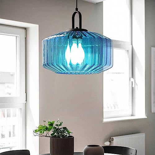 Glass Globe Pendant Light fixtures 1-Lights Black Mid Century Modern Pendant Lights with Amber Hand Blown Glass Shade Ceiling Hanging Lighting for Dining Room Table Kitchen Island